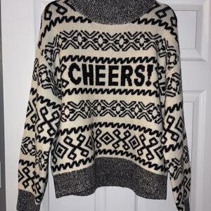 Black and White Patterned Women's Sweater